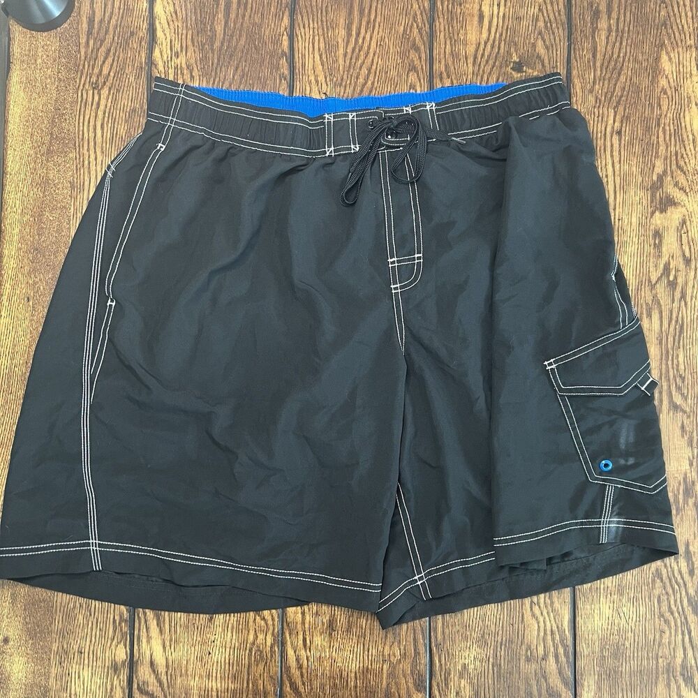 Vintage Champion Swim Trunks Mens XXL Black Blue 90s Sailing Shorts USA Made